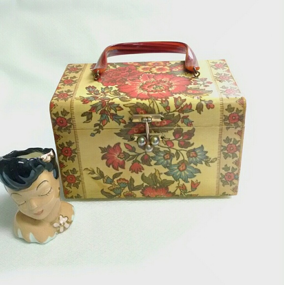 Vintage wooden decoupage purse late 60s early 70s